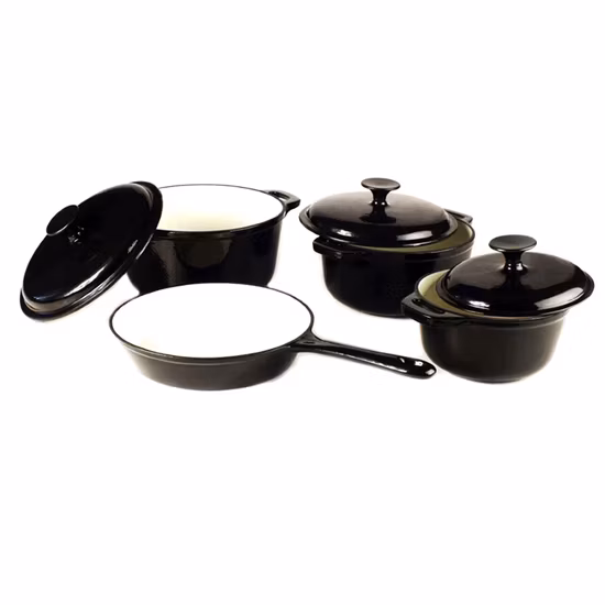 4PCS Cast Iron Red Color Special Design Enamel Dutch Oven Casserole