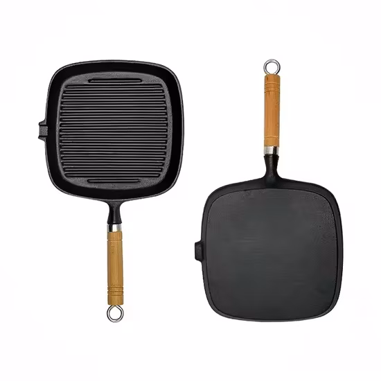 28cm Die Cast Aluminum Grill Pan Steak Egg Fry Pan Induction Bottom Cookware Griddles&amp;Grill Pans